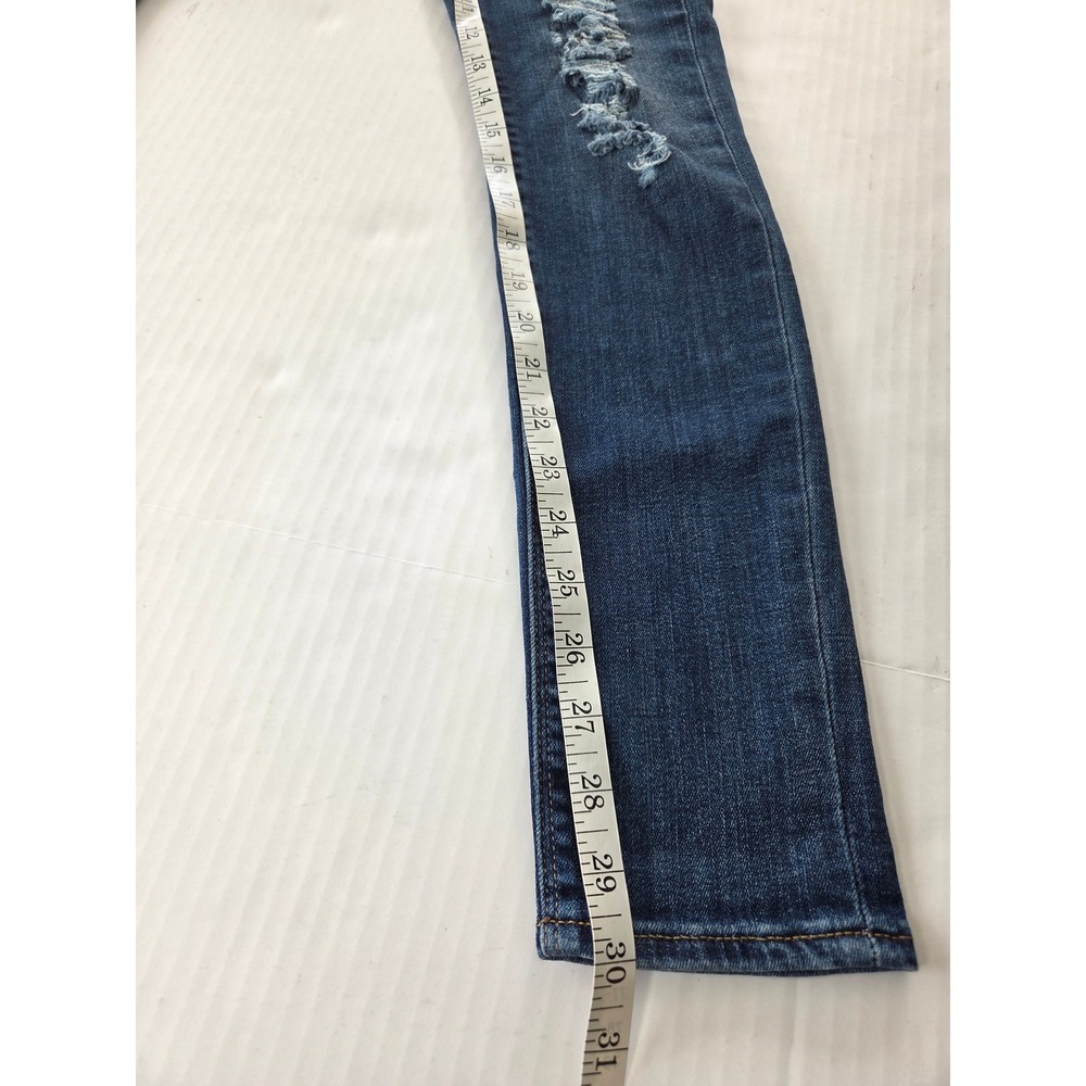 Express Jeans Womens 4R Legging Mid Rise Distressed Skinny Medium Wash Denim - Picture 5 of 7